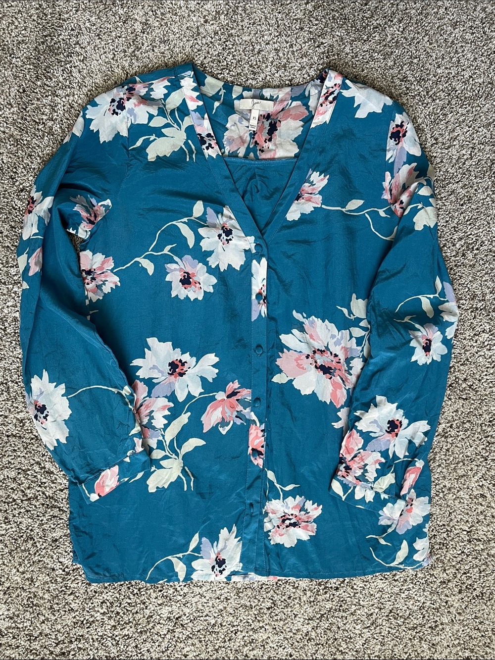 Joie Silk Floral Button Front Blouse